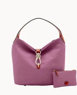 Pebble Grain Logo Lock Shoulder Bag With Pouch White -Dooney & Bourke B0740G AWK8PATN