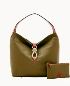 Pebble Grain Logo Lock Shoulder Bag With Pouch White -Dooney & Bourke B0740G AWOLPATN