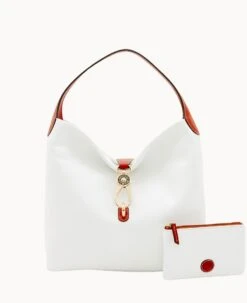 Pebble Grain Logo Lock Shoulder Bag With Pouch White -Dooney & Bourke B0740G AWWHPATNO000 1