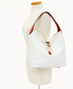 Pebble Grain Logo Lock Shoulder Bag With Pouch White -Dooney & Bourke B0740G AWWHPATNO000 ALT4 1