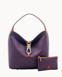 Pebble Grain Logo Lock Shoulder Bag With Pouch White -Dooney & Bourke B0740G AWXPPATN