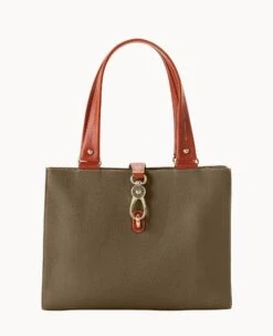 Pebble Grain Medium Logo Lock Tote Olive 25 Pebble Grain Medium Logo Lock Tote Olive -Dooney & Bourke B0787G AWOLPATN 1