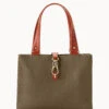 Pebble Grain Medium Logo Lock Tote Olive