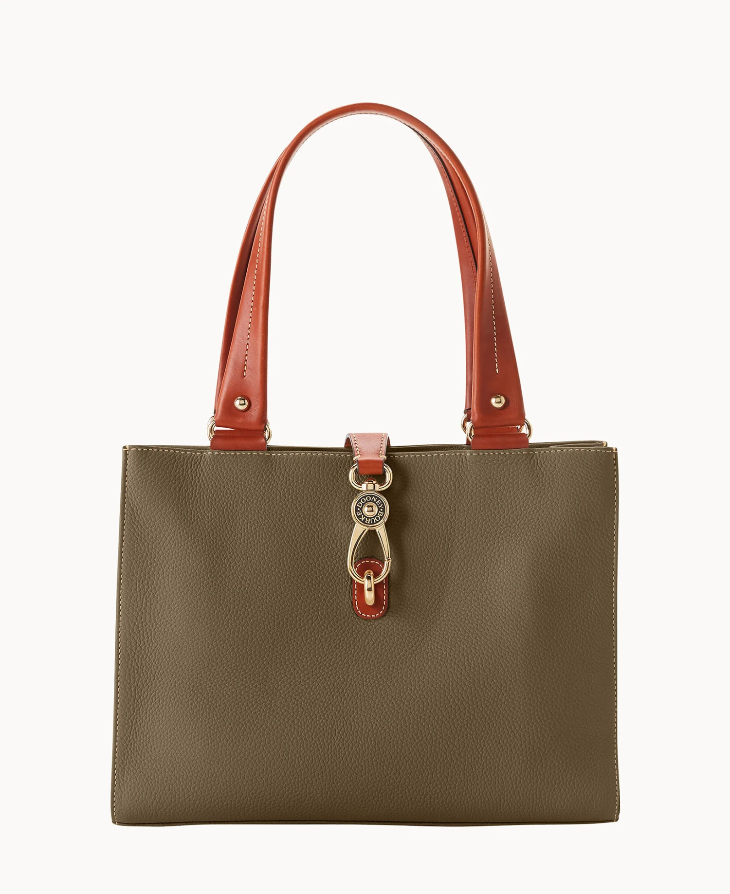 Pebble Grain Medium Logo Lock Tote Olive 1 Pebble Grain Medium Logo Lock Tote Olive