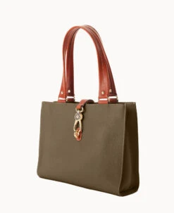 Pebble Grain Medium Logo Lock Tote Olive 22 Pebble Grain Medium Logo Lock Tote Olive -Dooney & Bourke B0787G AWOLPATN ALT1