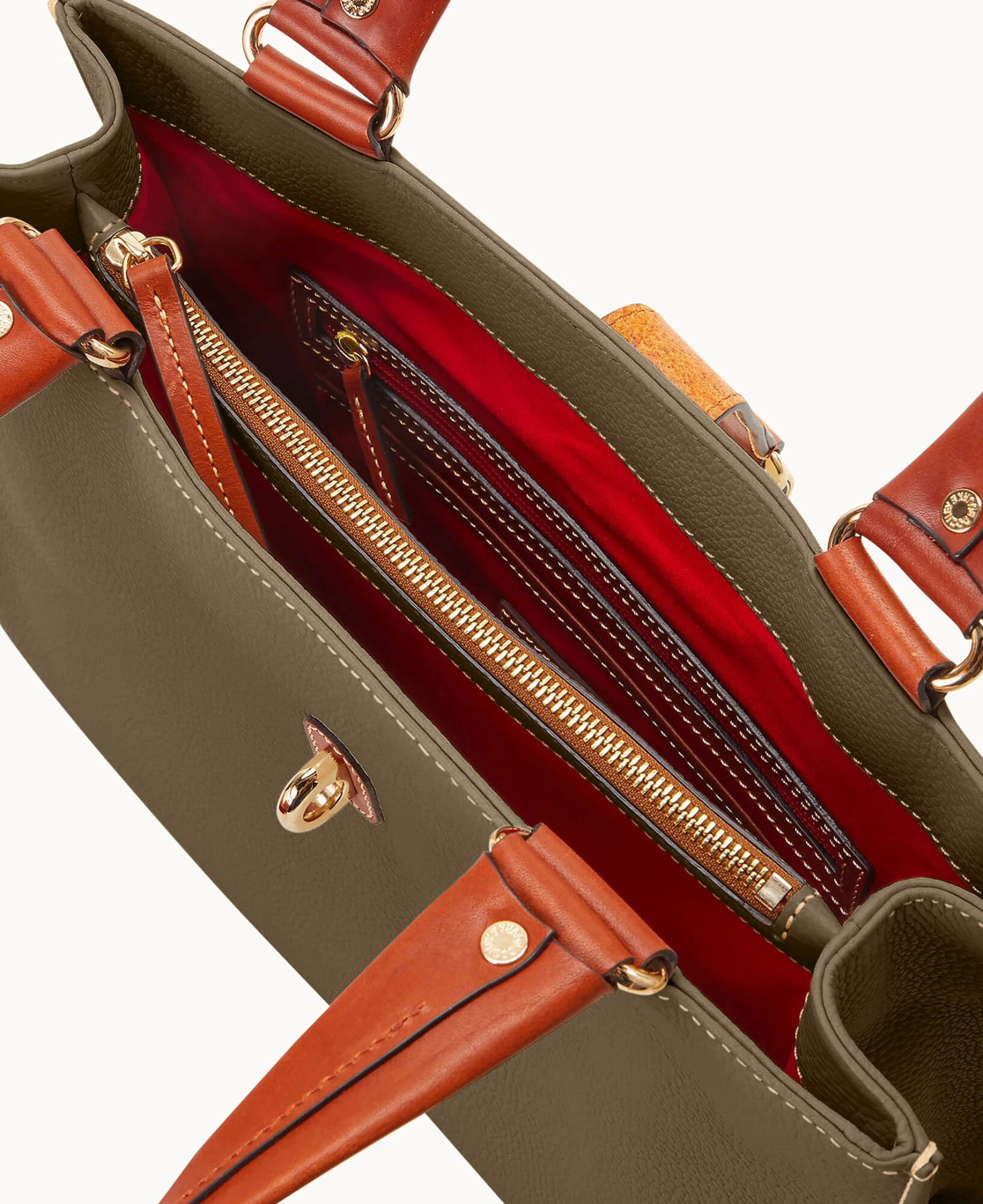 Pebble Grain Medium Logo Lock Tote Olive 4 Pebble Grain Medium Logo Lock Tote Olive - Image 4