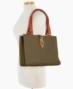 Pebble Grain Medium Logo Lock Tote Olive 29 Pebble Grain Medium Logo Lock Tote Olive -Dooney & Bourke B0787G AWOLPATN ALT4 1