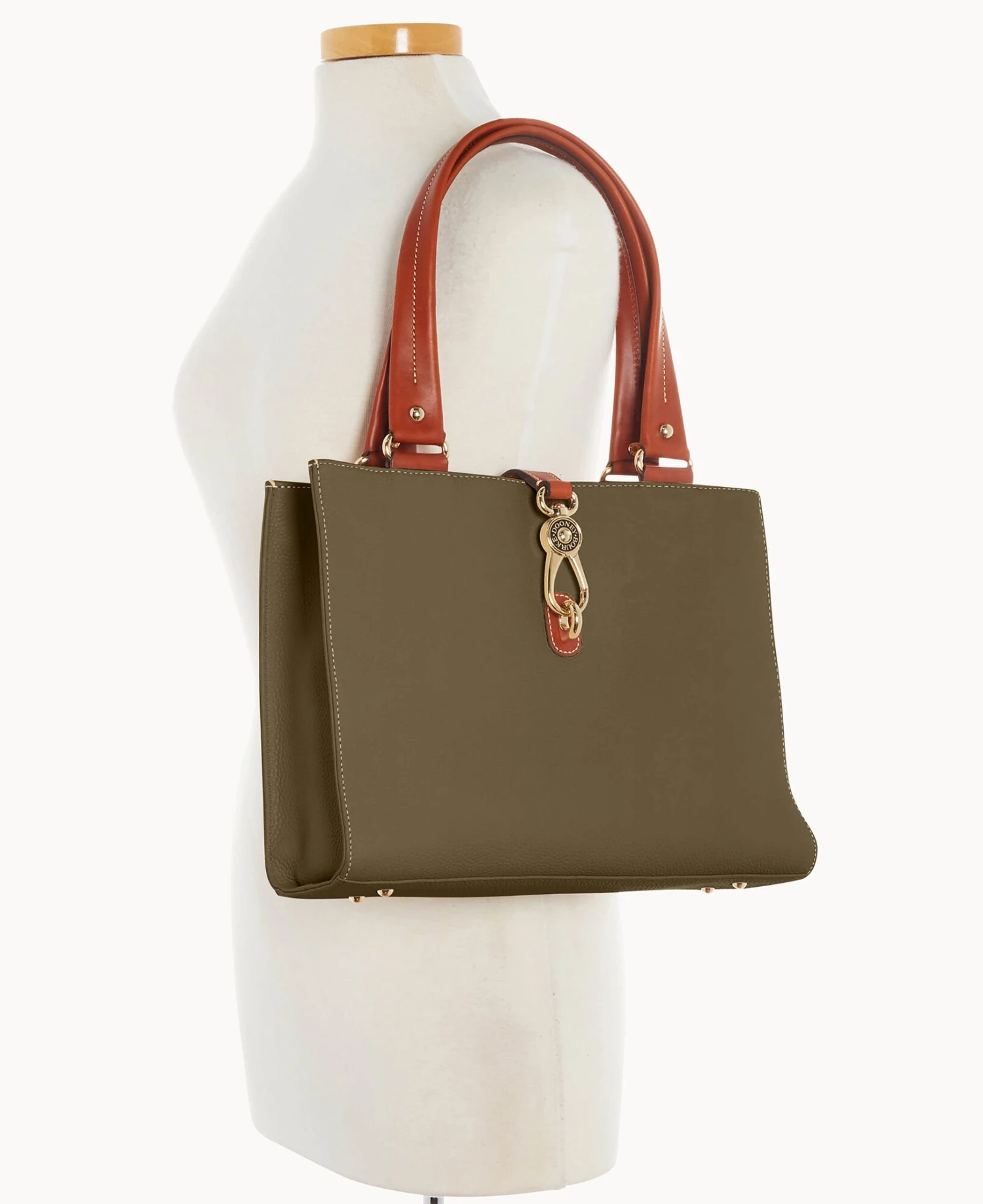 Pebble Grain Medium Logo Lock Tote Olive 10 Pebble Grain Medium Logo Lock Tote Olive - Image 10