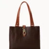 Ostrich Medium Logo Lock Tote Brown Tmoro