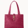 Saffiano Medium Logo Lock Tote Cranberry