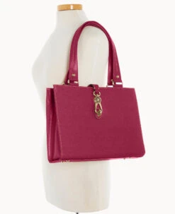 Saffiano Medium Logo Lock Tote Cranberry -Dooney & Bourke B0787G SICBSICB ALT4