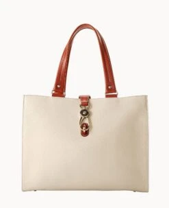 Pebble Grain Large Logo Lock Tote Bone -Dooney & Bourke B0788G AWBOPATN 1