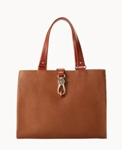 Pebble Grain Large Logo Lock Tote Bone -Dooney & Bourke B0788G AWCAPATN