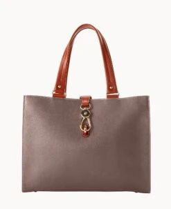 Pebble Grain Large Logo Lock Tote Bone -Dooney & Bourke B0788G AWELPATN