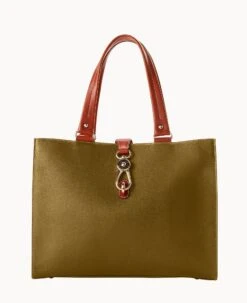 Pebble Grain Large Logo Lock Tote Bone -Dooney & Bourke B0788G AWOLPATN