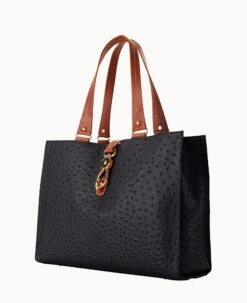 Ostrich Large Logo Lock Tote Black -Dooney & Bourke B0788G OTBLPAKR ALT1 1