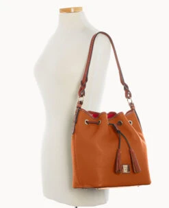 Pebble Grain Tasha Drawstring Caramel -Dooney & Bourke B1596G AWCAPATN ALT4