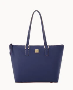 Saffiano Wren Zip Top Marine