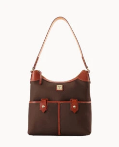 Pebble Grain Zip Hobo Brown Tmoro