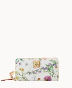 Botanical Collection Large Zip Around Wristlet Crossbody White -Dooney & Bourke B1792G BZWHSVNA 1
