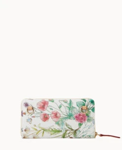 Botanical Collection Large Zip Around Wristlet Crossbody White -Dooney & Bourke B1792G BZWHSVNA ALT3