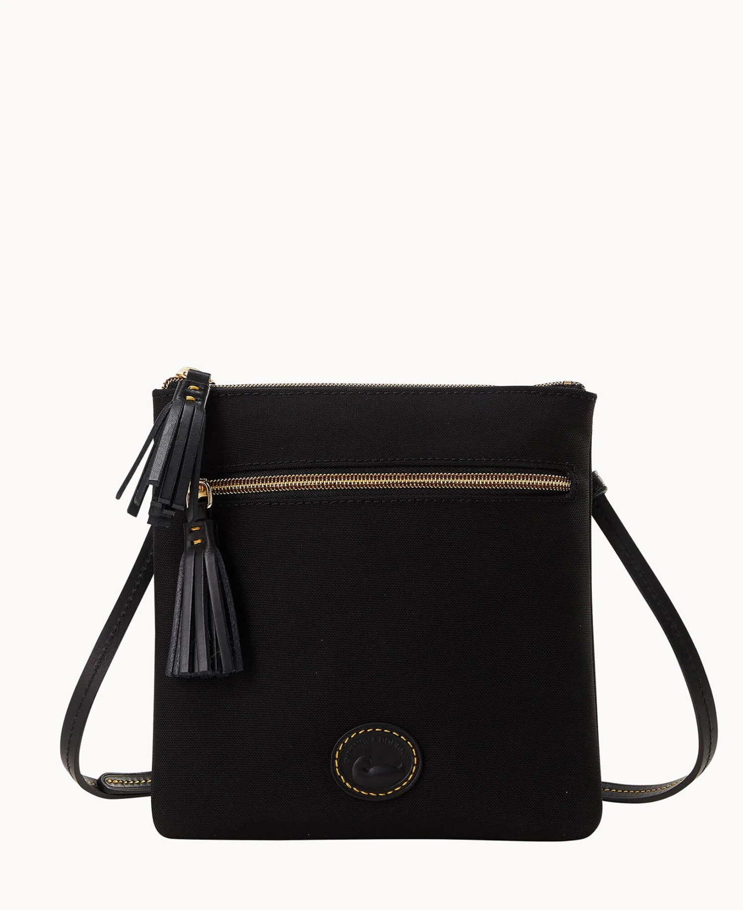 Nylon Double Zip Tassel Crossbody Black Black 5 Nylon Double Zip Tassel Crossbody Black Black - Image 5