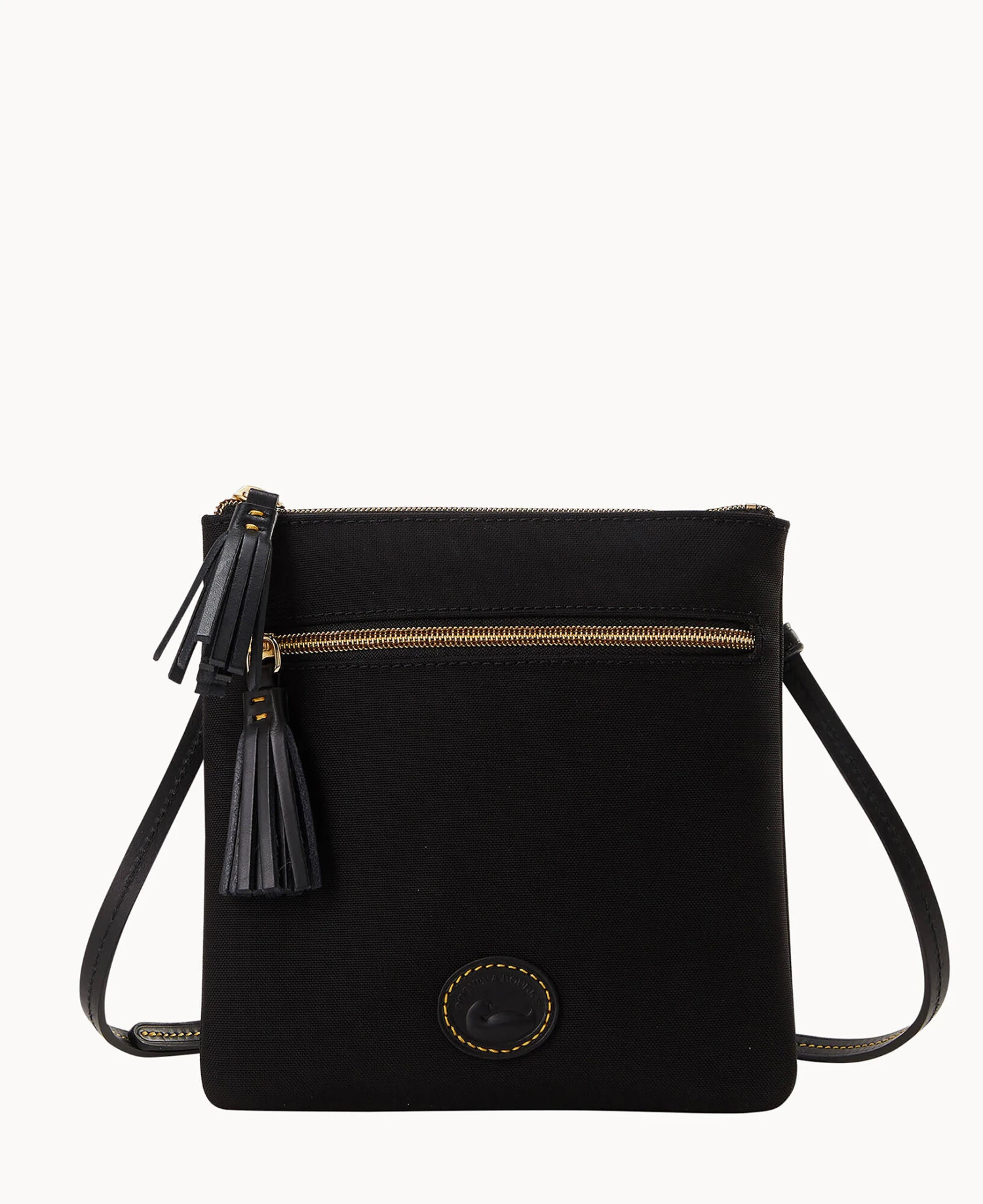 Nylon Double Zip Tassel Crossbody Black Black 1 Nylon Double Zip Tassel Crossbody Black Black
