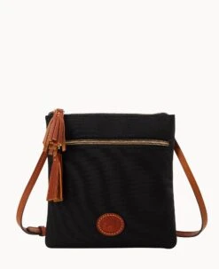 Nylon Double Zip Tassel Crossbody Black Black 22 Nylon Double Zip Tassel Crossbody Black Black -Dooney & Bourke B1795G INBLPATN