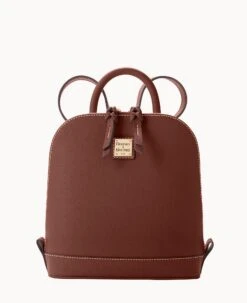Saffiano Small Zip Pod Backpack Amber 24 Saffiano Small Zip Pod Backpack Amber -Dooney & Bourke B1842G SIARSIAR 1