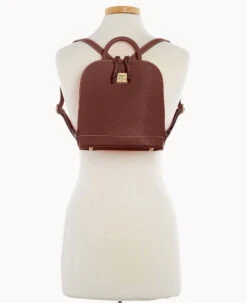 Saffiano Small Zip Pod Backpack Amber 23 Saffiano Small Zip Pod Backpack Amber -Dooney & Bourke B1842G SIARSIAR ALT4