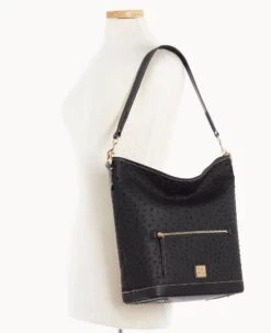 Ostrich Hobo Black Black 27 Ostrich Hobo Black Black -Dooney & Bourke B1863G OTBLPABL ALT4 1