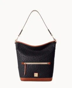 Ostrich Hobo Black Black 30 Ostrich Hobo Black Black -Dooney & Bourke B1863G OTBLPAKR