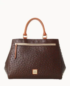 Ostrich Zip Satchel Bone -Dooney & Bourke B1930G OTBMPAKR