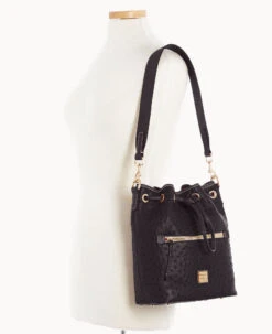 Ostrich Drawstring Black -Dooney & Bourke B1935G OTBLPABL ALT4