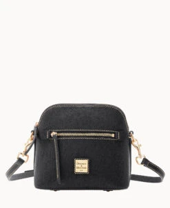 Saffiano Domed Crossbody Black
