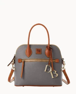 Pebble Grain Domed Satchel Slate