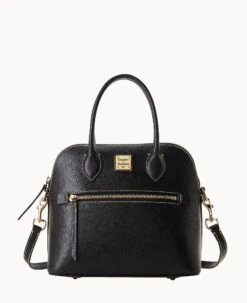 Saffiano Domed Satchel Black
