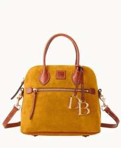 Suede Domed Satchel Honey -Dooney & Bourke B1954G SUCHPATN
