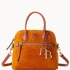 Suede Domed Satchel Honey