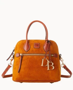 Suede Domed Satchel Honey