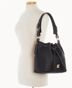Pebble Grain Drawstring Black Black -Dooney & Bourke B2077G AWBLPABL ALT4
