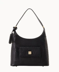 Ostrich Small Hobo Black