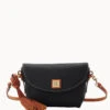 Pebble Grain Crossbody Saddle Bag Black