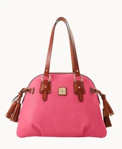 Pebble Grain Domed Satchel Wine 38 Pebble Grain Domed Satchel Wine -Dooney & Bourke B2217G AWHPPATN