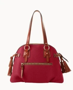 Pebble Grain Domed Satchel Wine 28 Pebble Grain Domed Satchel Wine -Dooney & Bourke B2217G AWWNPATN ALT3 1