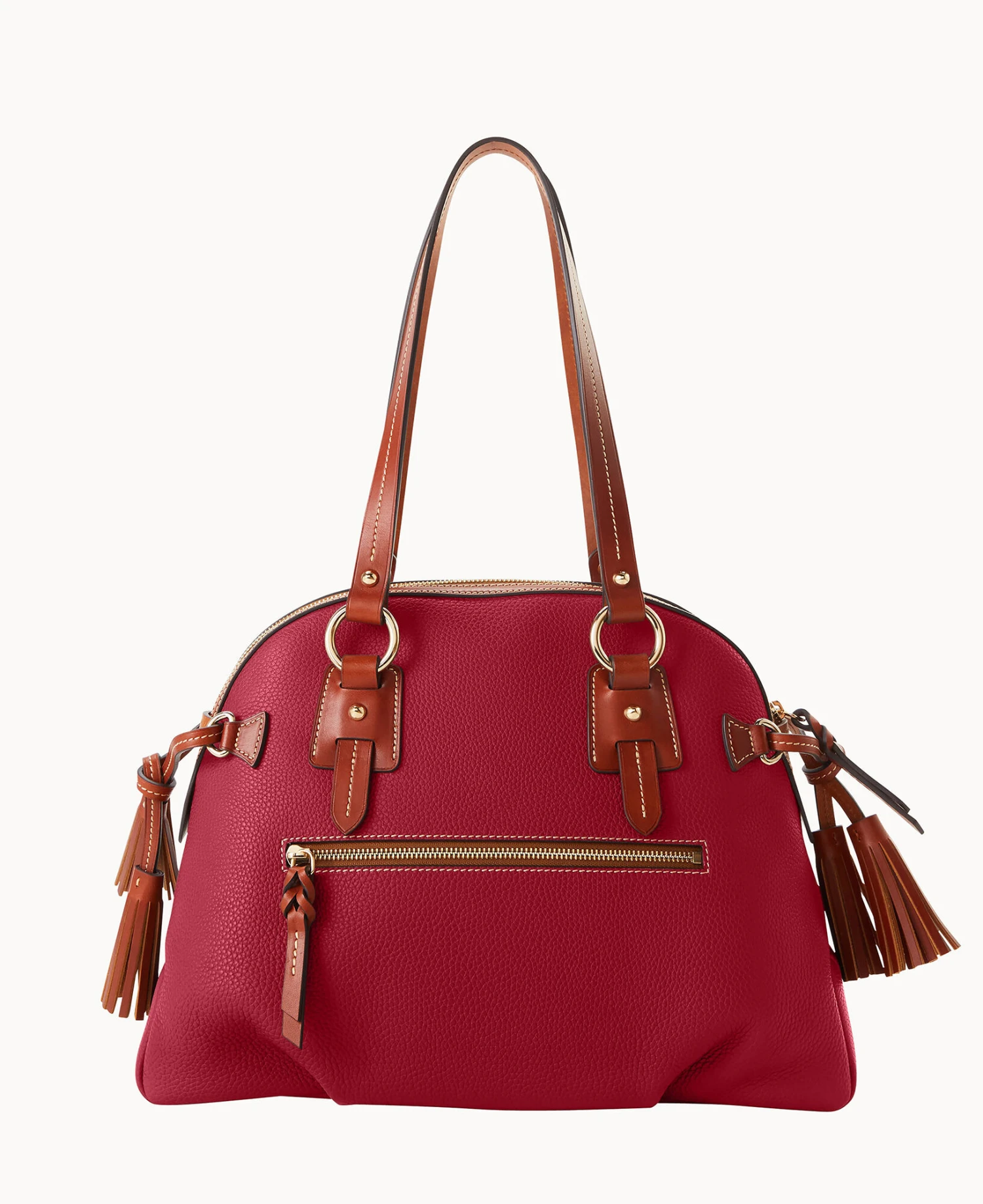Pebble Grain Domed Satchel Wine 4 Pebble Grain Domed Satchel Wine - Image 4