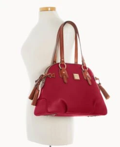 Pebble Grain Domed Satchel Wine 29 Pebble Grain Domed Satchel Wine -Dooney & Bourke B2217G AWWNPATN ALT4 1