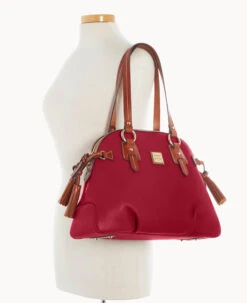 Pebble Grain Domed Satchel Wine 24 Pebble Grain Domed Satchel Wine -Dooney & Bourke B2217G AWWNPATN ALT4