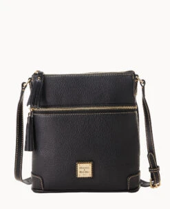 Pebble Grain Small Tassel Crossbody Black Black