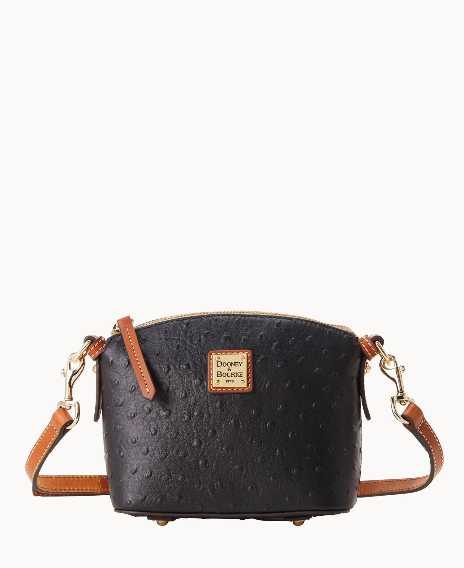 Ostrich Mini Domed Crossbody Black 5 Ostrich Mini Domed Crossbody Black - Image 5